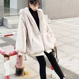 후드아우터 보드라운 퍼 숏코트 페이크퍼 털옷 코디