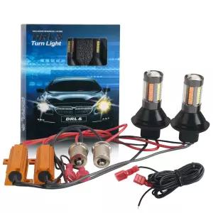 Led 턴 시그널 램프 더블 모드 7440 t20 1156 ba15s p21w 1156 bau15s p21/5w drl 운전 조명 노란색 흰색 1