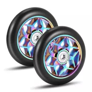 스쿠터 액세서리 110mm 스쿠터 휠 PU 휠 두꺼운 스턴트 자동차 베어링 포함 블랙 2 개