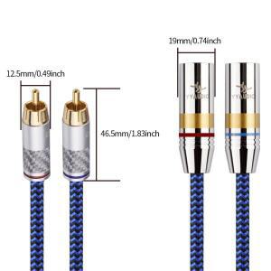 6N OCC 2RCA - 2XLR 오디오 신호 라인 앰프 믹서 스피커용 케이블 수-암 캐논 호환 믹싱 플러그