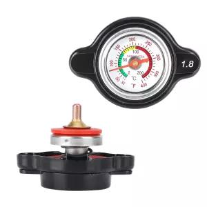 유니버셜 자동차 오토바이 열 라디에이터 캡 0.9 1.1 1.3 1.8 Bar 25.6psi 탱크 커버 수온 게이지 ( 포함)