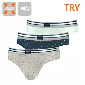 [TRY]TRY 주니어 면스판 삼각팬티 남자브리프 속옷 3매세트