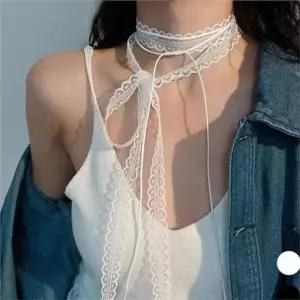 [라일리쥬얼리] Rly 여성 레이스 초커 여성 시스루 초커 리본 레이어