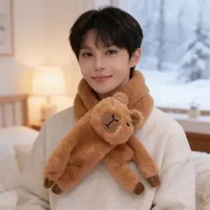 카피바라 목도리 페이크퍼 밍크 머플러 겨울 방한용품 귀여운 동물 캐릭터 핸드워머
