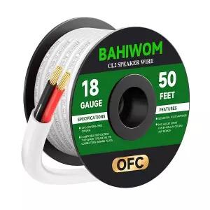 흰색 18 게이지 스피커 와이어 50FT CL2 정격 OFC 스피커 케이블