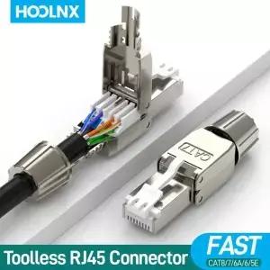 Hoolnx RJ45 커넥터 도구가 필요 없는 무료 CAT8 재사용 가능한 종단 플러그 차폐 이더넷 필드 모듈형
