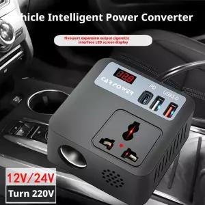 200W 휴대용 차량용 인버터 DC12V/24V에서 DC110V/220V로 변환 LED 디스플레이 QC3.0 고속 충전 자동차 충