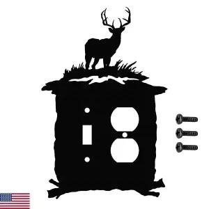 Buck Deer in Woods 싱글 토글 라이트 스위치 싱글 듀플렉스 전원 콘센트 월