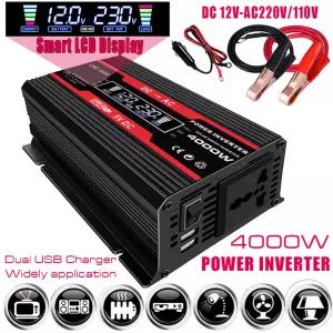 4000W 자동차 전원 인버터 12V 110V 220V LCD 디스플레이 전압 변압기 자동차 어댑터 수정 충전 컨버터