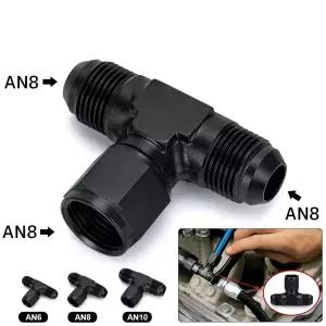 6AN AN8 AN10 티 블록 알루미늄 AN6 T 연료 호스 유니온 피팅 어댑터 검정색 6 AN 2x 6AN