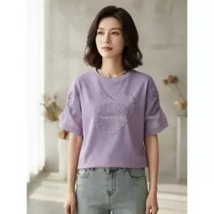 한정수량 베네통 스트링슬리브 하트자수반팔티셔츠 BATS02541 2805831