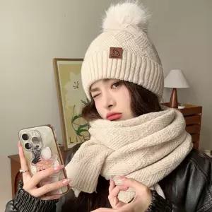 기모 비니 털방울모자 목도리 머플러 겨울 방한 세트