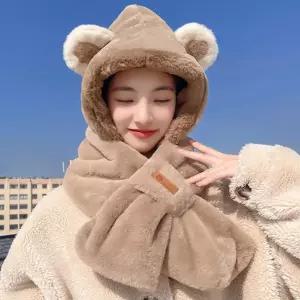 모자 곰돌이 따듯한 머플러 겨울 털 목도리 넥워머