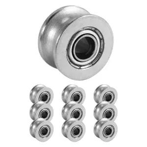 AB34-10Pcs U 그루브 베어링 U624ZZ 탄소강 레일 트랙 선형 모션 시스템 용 내구성 V 그루브 볼 베어링 풀