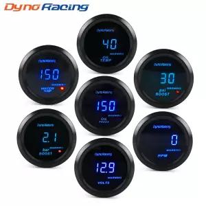 Dynoracing 2 52mm 자동차 디지털 부스트 게이지 psi 바 수온 오일 온도 오일 압력 게이지 전압계 타코미터