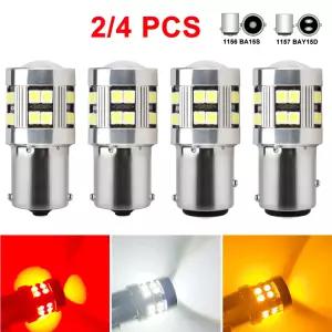 2/4 PCS P21W 1156 BA15S 1157 BAY15D LED 전구 자동차 Trun 신호 주차 브레이크 조명 12V 24V 3030-24S 65