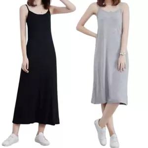 미디 끈원피스 이너웨어 롱나시 이너원피스 속치마 끈나시 슬립 민소매 잠옷 홈웨어 캐미솔