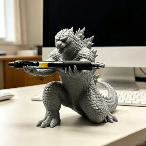 창의적인 공룡 몬스터 펜 홀더 3D 프린팅 카이주 거대 도마뱀 피규어 데스크탑 스탠드 장식품 사무용품 선
