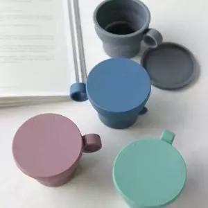 (색상:그레이)뉴 실리콘 파스텔 접이식 컵 4color 음료 휴대용 접이시 등산 캠핑 물컵 디자인 손잡이