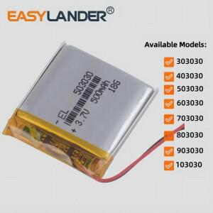 3.7V 240~1200mAh 303030 충전식 리튬 이온 폴리머 배터리
