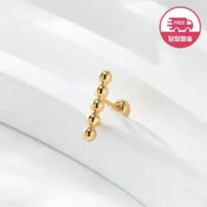 [비앤비골드] 당일발송 14K 심플 골드볼 스틱 피어싱 5볼 한쪽 JAE40823