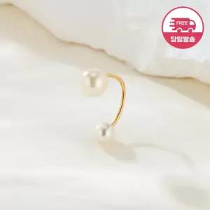 [비앤비골드] 당일발송 14K 심플 C자 더블 진주 피어싱 5mm 한쪽 JAE40807