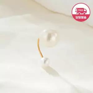[비앤비골드] 당일발송 14K 심플 C자 더블 진주 피어싱 8mm 한쪽 JAE40809