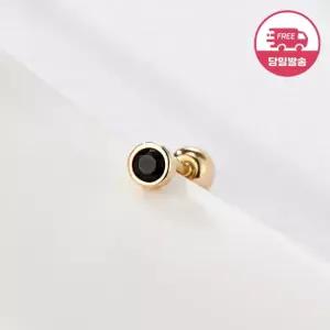 [비앤비골드] 당일발송 14K 볼드 베젤 블랙 큐빅 피어싱 2mm 한쪽 JAE40828