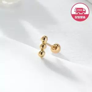 [비앤비골드] 당일발송 14K 심플 골드볼 스틱 피어싱 3볼 한쪽 JAE40821
