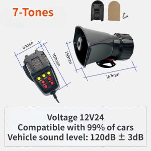 120DB 7 톤 알람 경적 12V/24V 자동차 오토바이 보트 강력한 탑재 사이렌 트위터 멜로디
