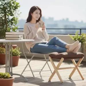 [아트박스]/블카마켓 미니멀 코지 원목 구름 풋스툴 접이식 발 받침대