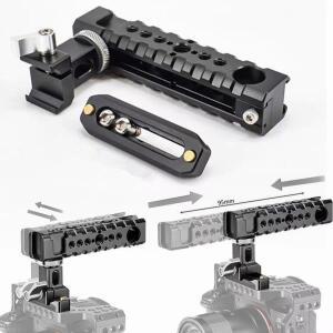 VIRIGLAN 카메라 탑 핸들 그립 사이드 핸드그립 DSLR 케이지용 나토 레일 클램프 슈 마운트(LED 조명, 마이