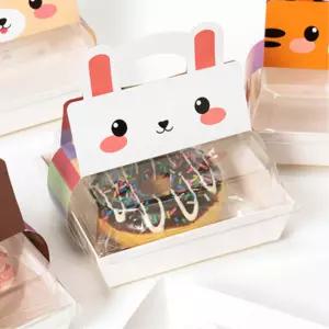 송편 떡 선물포장 귀여운 동물캐릭터 떡포장 용기 1P (14.5x12.5x6.5) 어린이집 간식