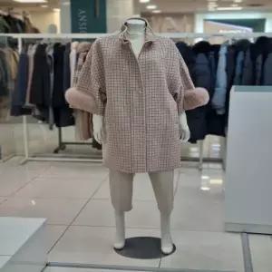 아르테 세이브존07 체크 퍼 모직 코트 DODBWH380