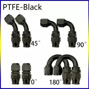 PTFE 오일 연료 라인 호스 엔드 피팅 AN4 AN6 AN8 AN10 AN12 직선 0 ° 45 ° 90 ° 180 ° 재사용 가능 호