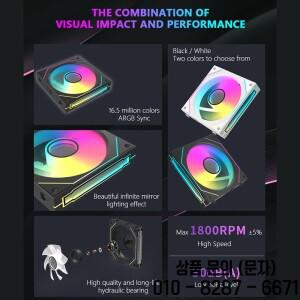 JUMPEAK 모듈러 무선 스플라이싱 120mm PC 케이스 냉각 선풍기 ARGB 인피니트 미러 조명 효과 워터