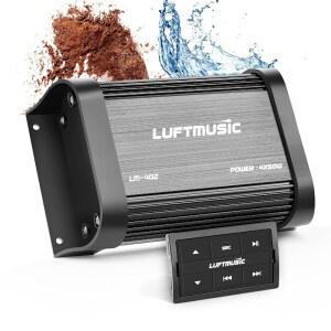 Luftmusic 블루투스 마린 4채널 풀 레인지 방수 모터사이클 무선 리모컨 간편한 설치 자전거 골프 카트 ATV용 컴팩트