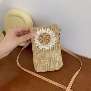 ( )미니 라탄 크로스 백 여름 여행 핸드폰 휴대폰 가방 미니 용 니트 핸드폰 스마트폰 여름 백 가방 여성