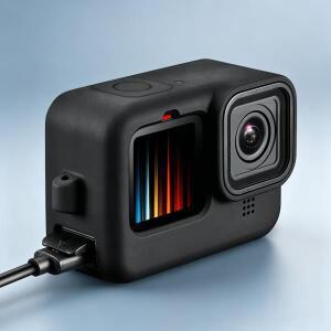 GoPro Hero 12 11 10 9 블랙용 플립 배터리 커버, 충전 포트가 있는 탈착식 측면 도어, 간편 충전 Vlog 액
