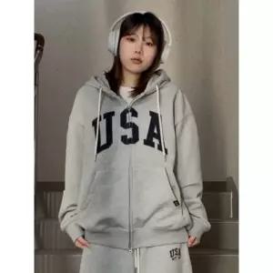 후아유 USA 오버핏후드집업 WHMZG2291UG