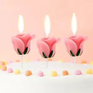 해피니스 장미꽃 생일초 3p 케이크 생일파티초 오일 케익초 00A06