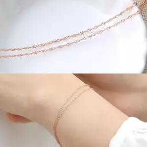 14K 두줄 꼬임 체인 로즈골드 금 팔찌 14K팔찌 기념일선물 아내선물 C713E
