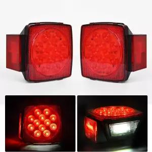 Nilight 2PCS 스퀘어 LED 트레일러 라이트 로우 프로파일 잠수정 IP68 스톱 턴 테일 사이드 마커 12V