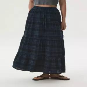 후아유 Check Long Tiered Skirt WHWHG3822F