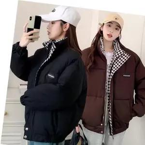 패딩 하이넥 여성 패턴안감 따뜻한 아우터 웰론 겨울