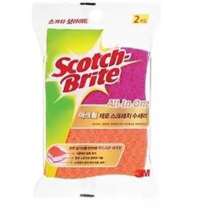 3M 올인원 아크릴 제로스크래치 수세미 2매 주방정리 부엌정리 탕비실 설거지 FCF75