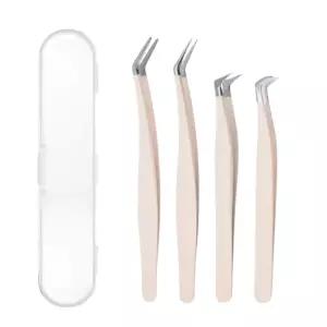 네일아트 깔끔정교 정밀 족집게 핀셋 4종 세트 속눈썹집게 네일스톤 FFDDB