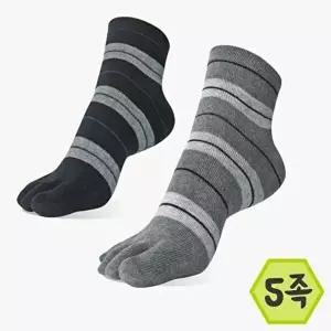 남자옷도매 가는 줄무늬 발가락 중목 양말 5족 신사