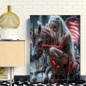 성인을 위한 1000 PCS 퍼즐 날개 유니콘 소녀 교육 게임 다채로운 선물 홈 장식
