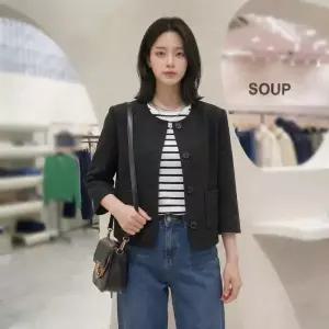 [롯데백화점]SOUP 크롭 7부소매 노카라자켓  SC4JKM1